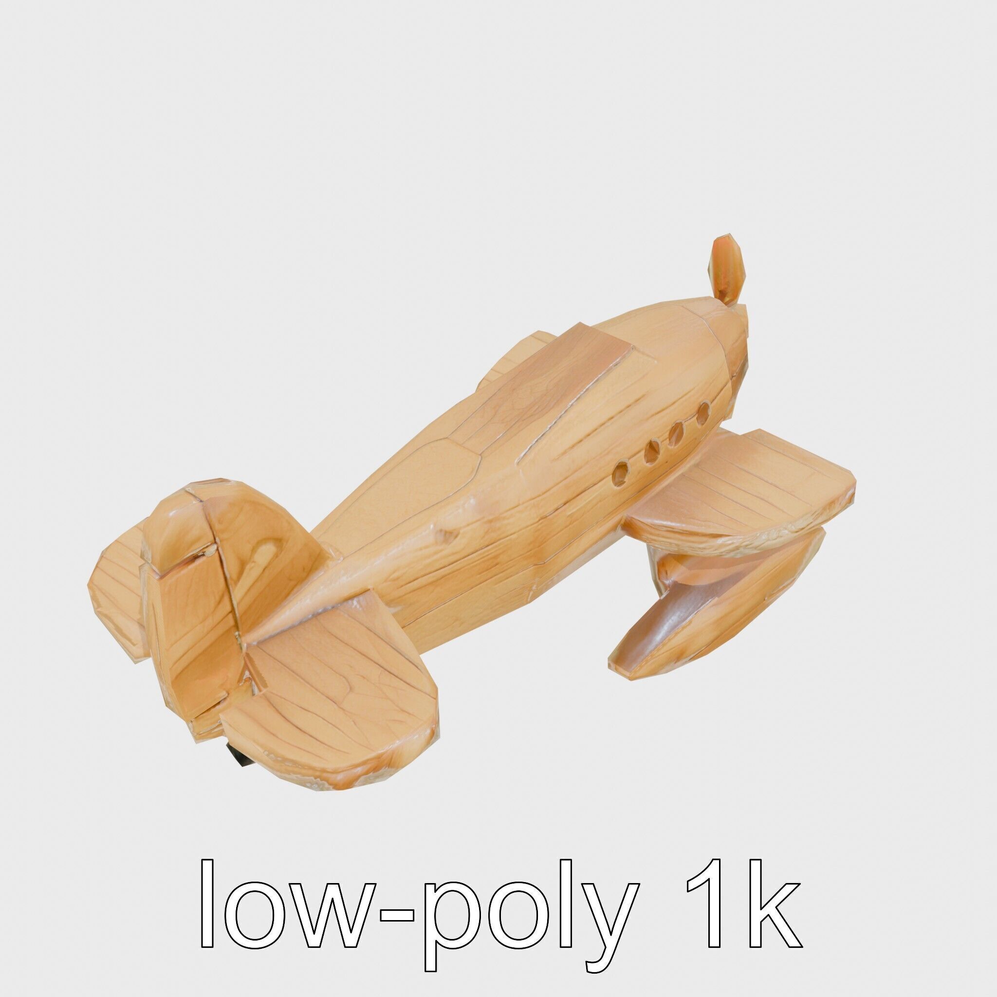 Wooden Seaplane Toy Weathered Texture Model Pack Low-poly 3D model_13