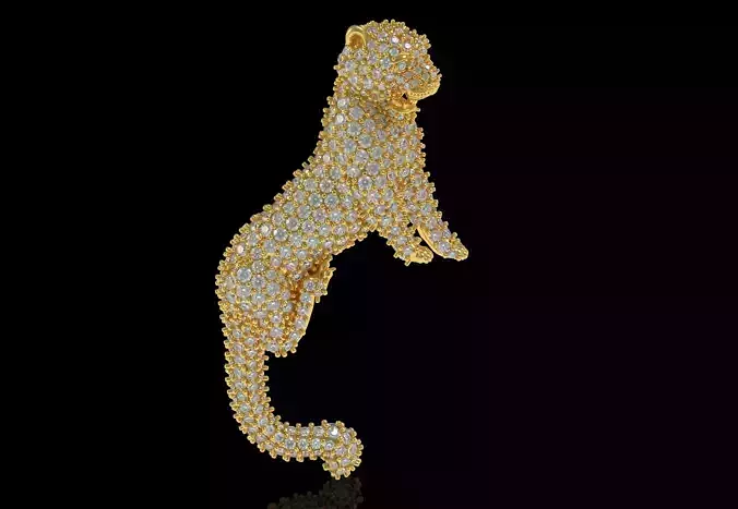 Fully Iced Panther Diamond Brooch