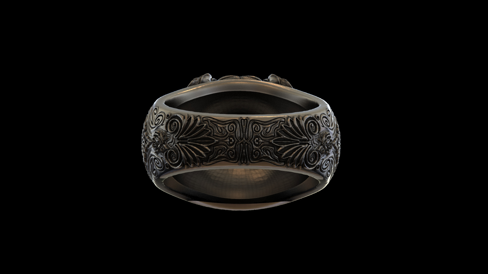 Skull flower ring 3D print model 3D print model_3