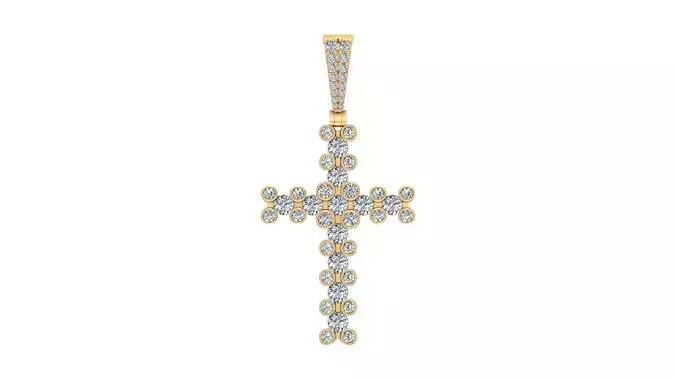 Round Diamond Cross Pendant