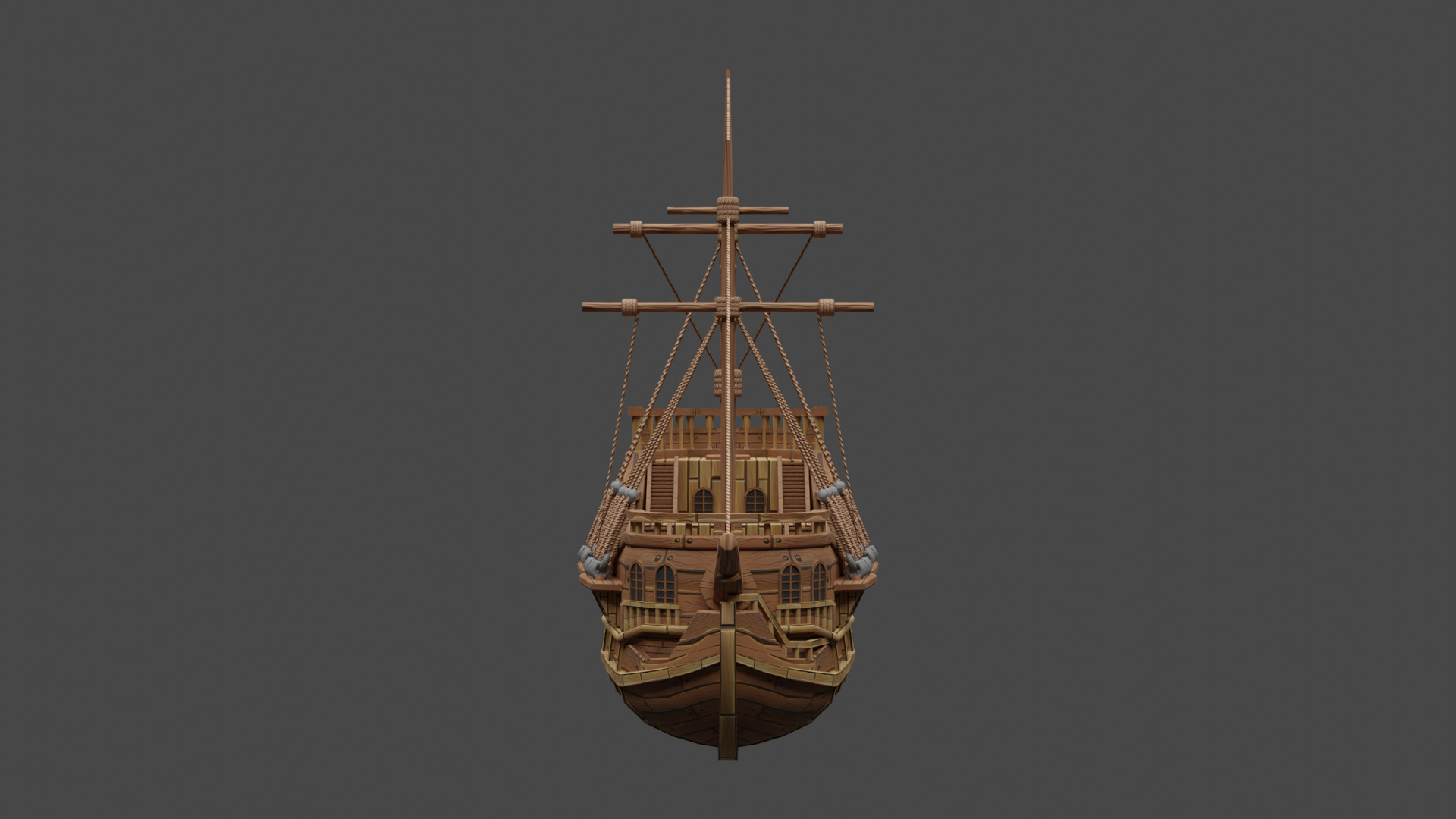 This is a medieval cartoon-style ship Low-poly 3D model_3