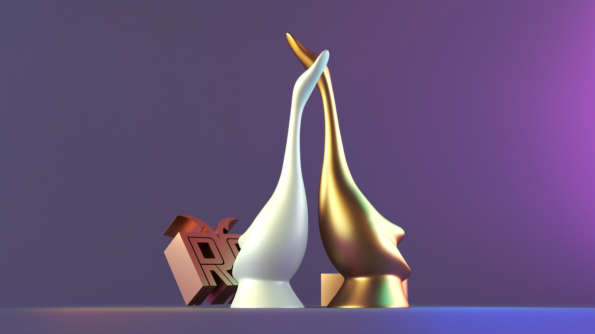 statue swans in love 3D print model_10