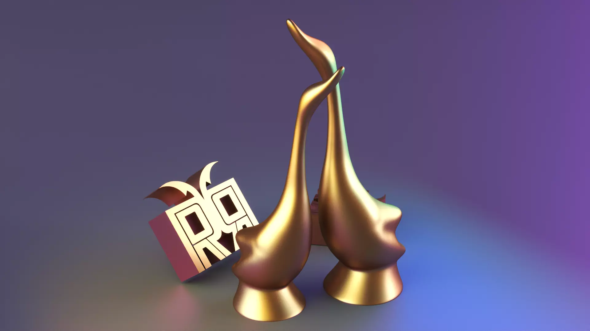 statue swans in love 3D print model_0