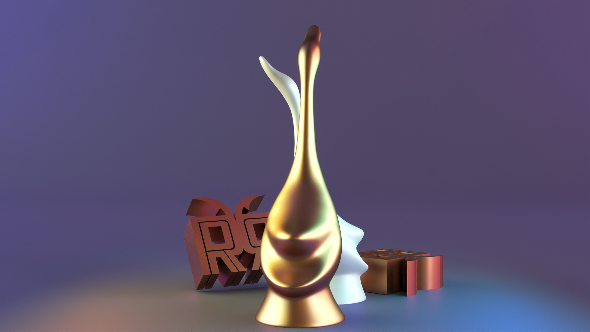 statue swans in love 3D print model_9