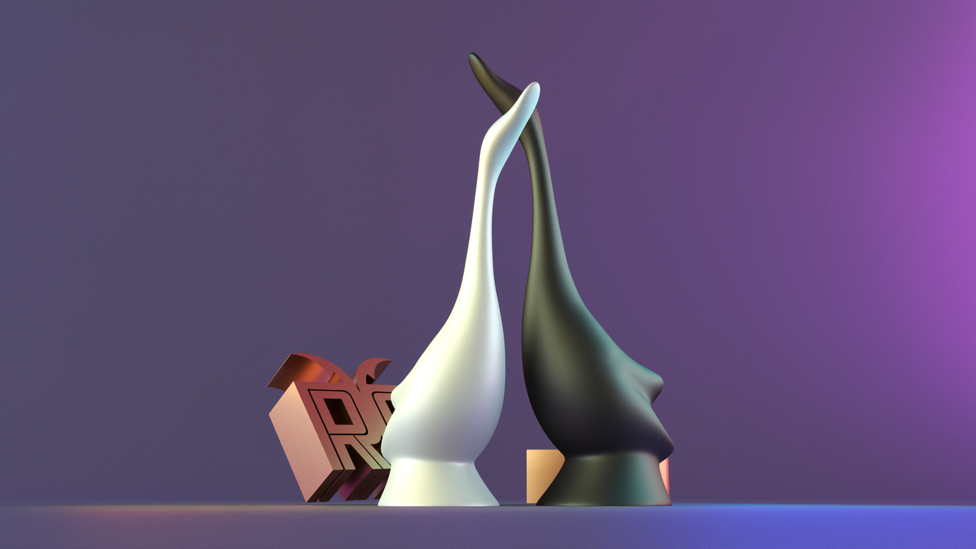 statue swans in love 3D print model_11