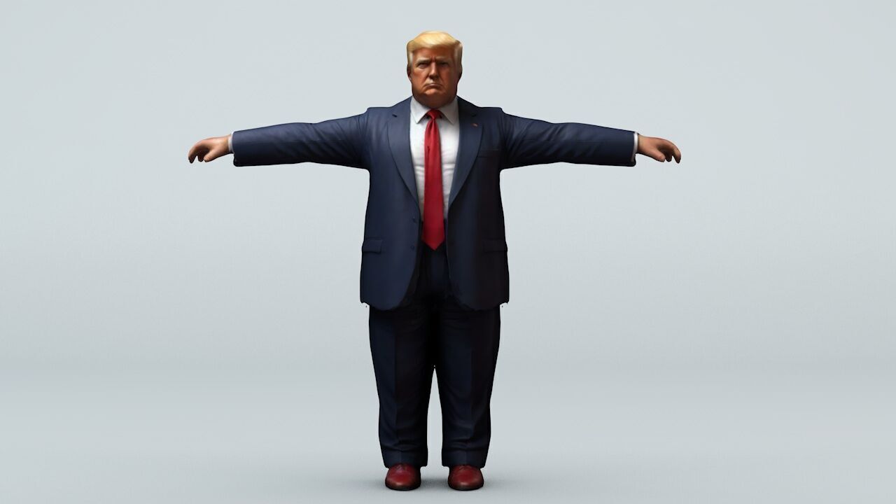 Donald Trump 21 Rigged and Animated Low-poly 3D model_2