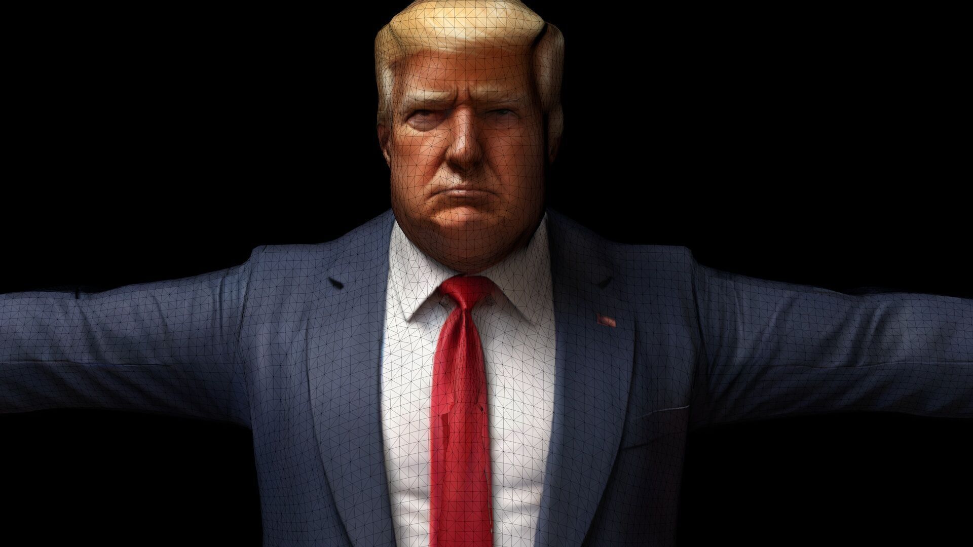 Donald Trump 21 Rigged and Animated Low-poly 3D model_20