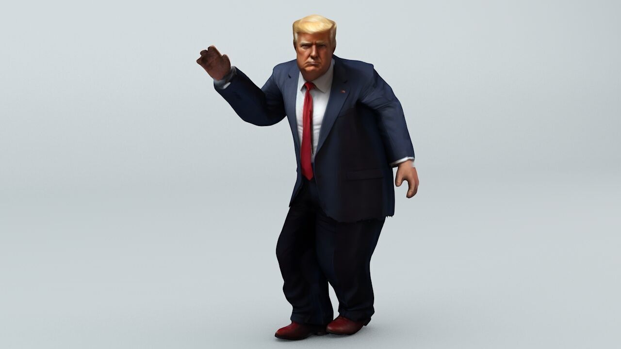 Donald Trump 21 Rigged and Animated Low-poly 3D model_5