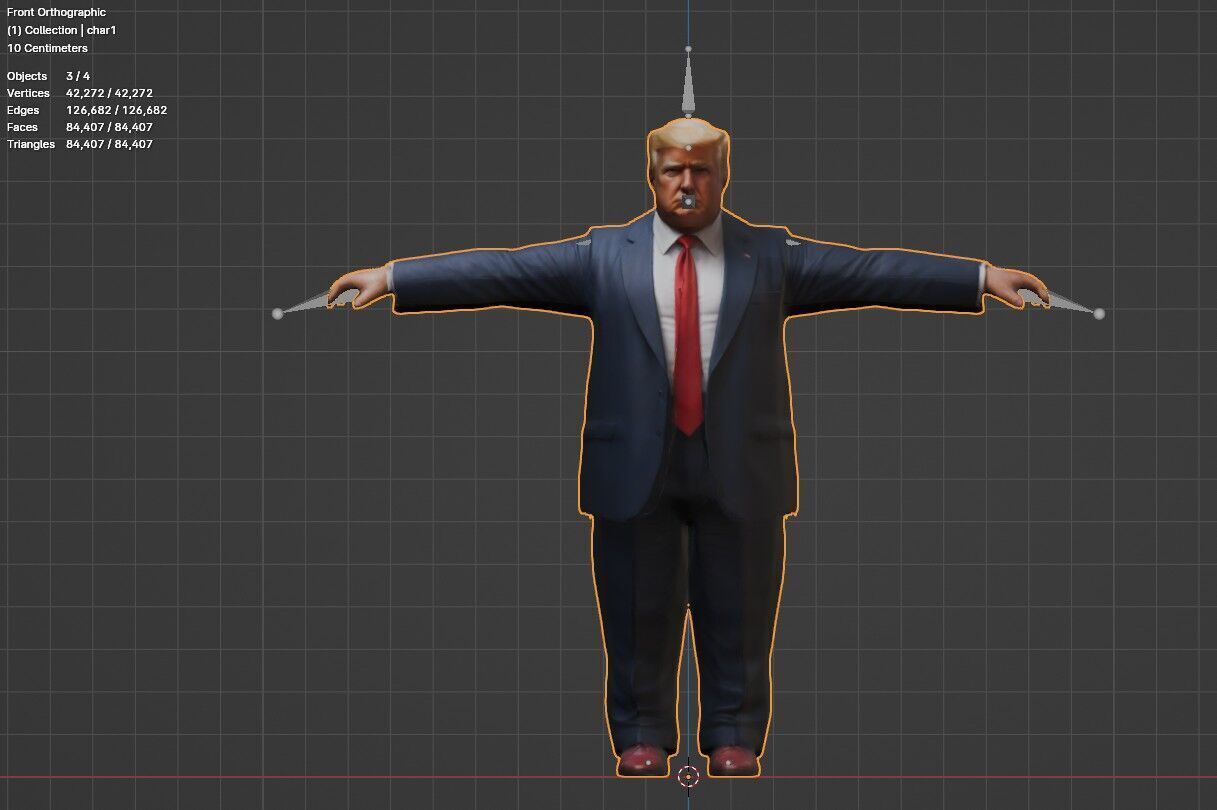 Donald Trump 21 Rigged and Animated Low-poly 3D model_3
