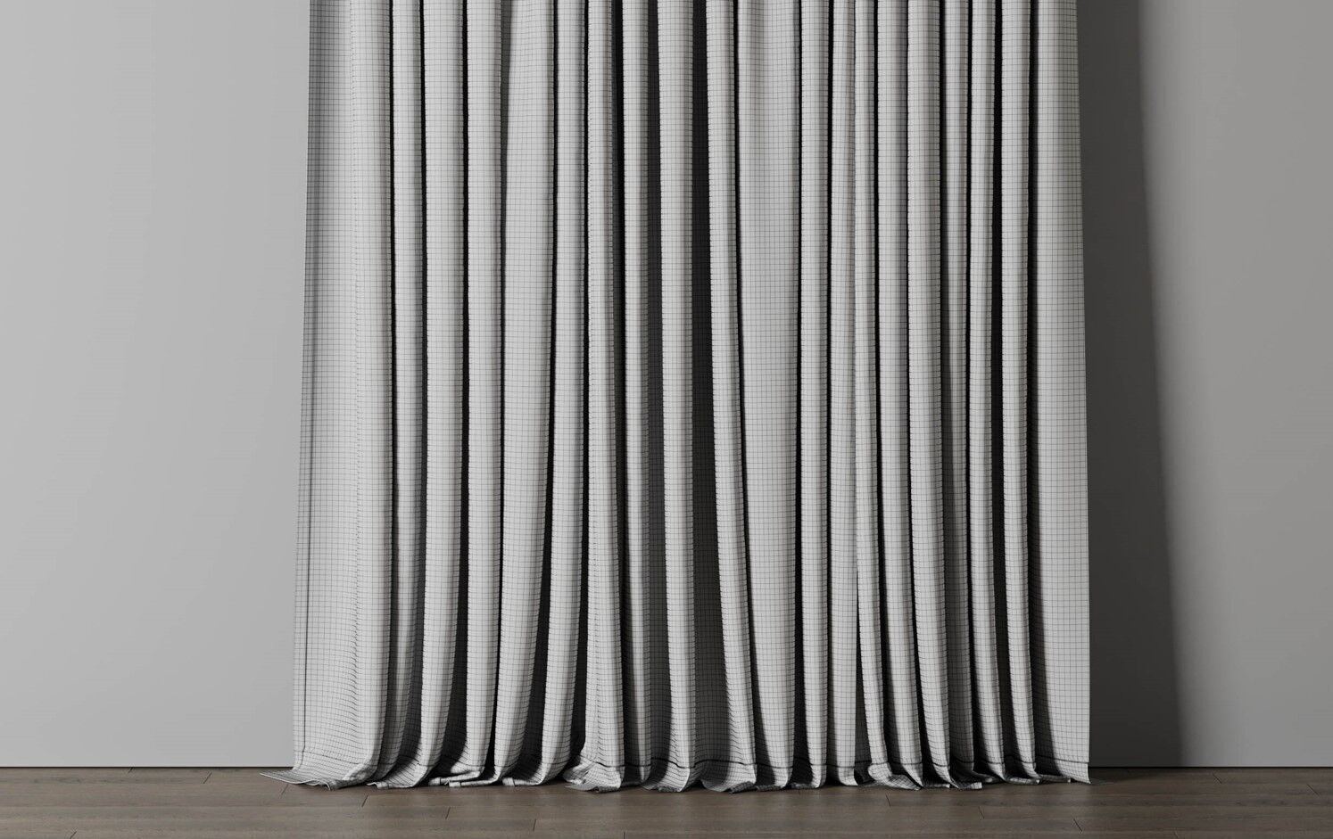 low width curtains 05 grey curtains Low-poly 3D model_9
