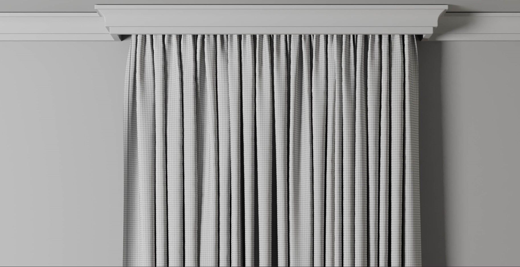 low width curtains 05 grey curtains Low-poly 3D model_8