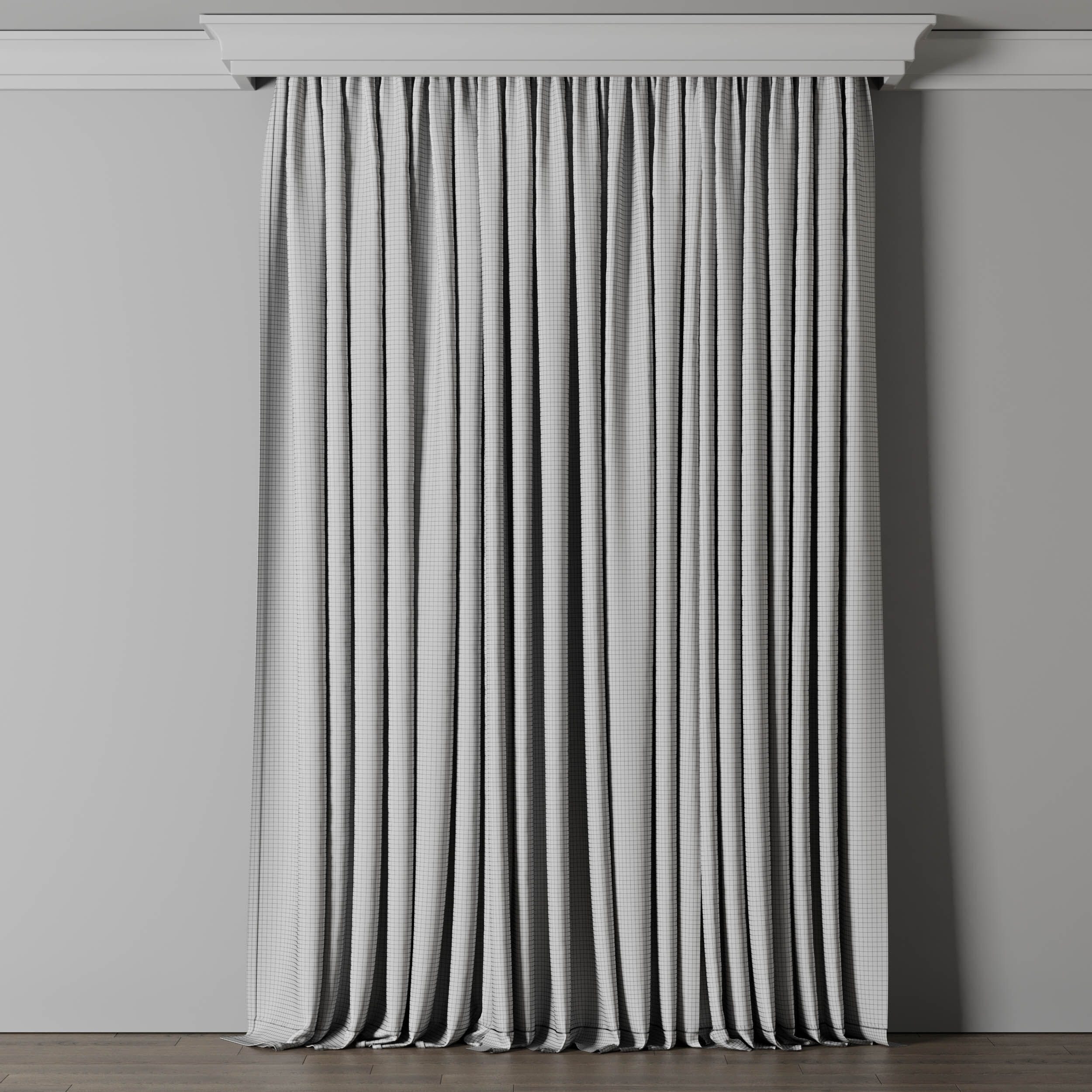 low width curtains 05 grey curtains Low-poly 3D model_4