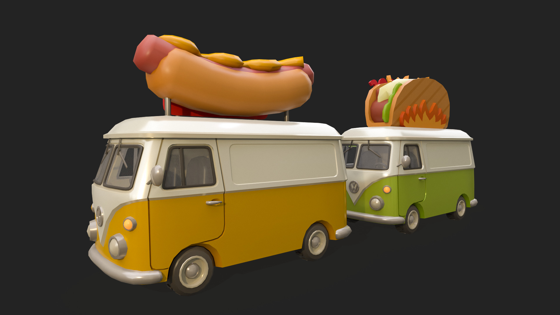 Stylized Food Truck Low-poly 3D model_15