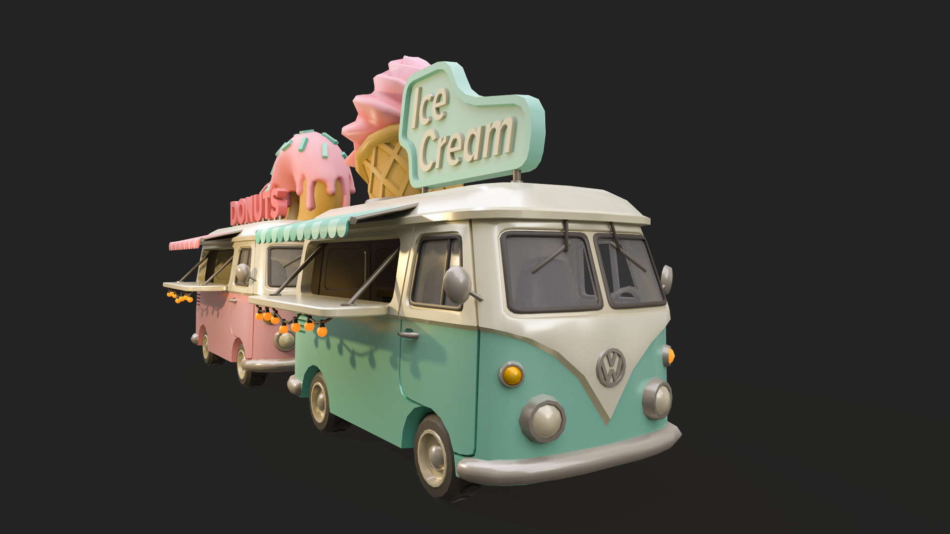 Stylized Food Truck Low-poly 3D model_12
