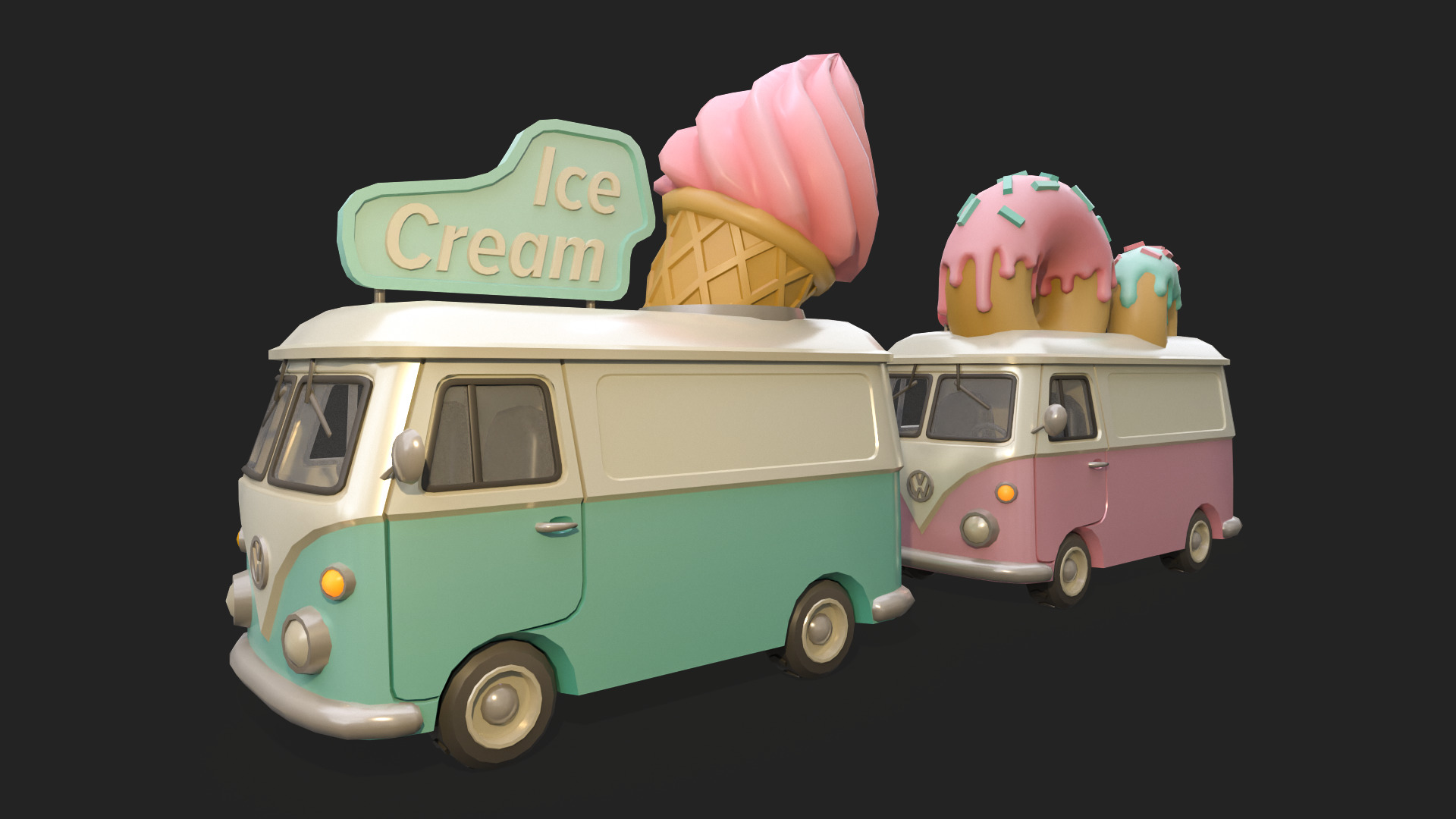 Stylized Food Truck Low-poly 3D model_14