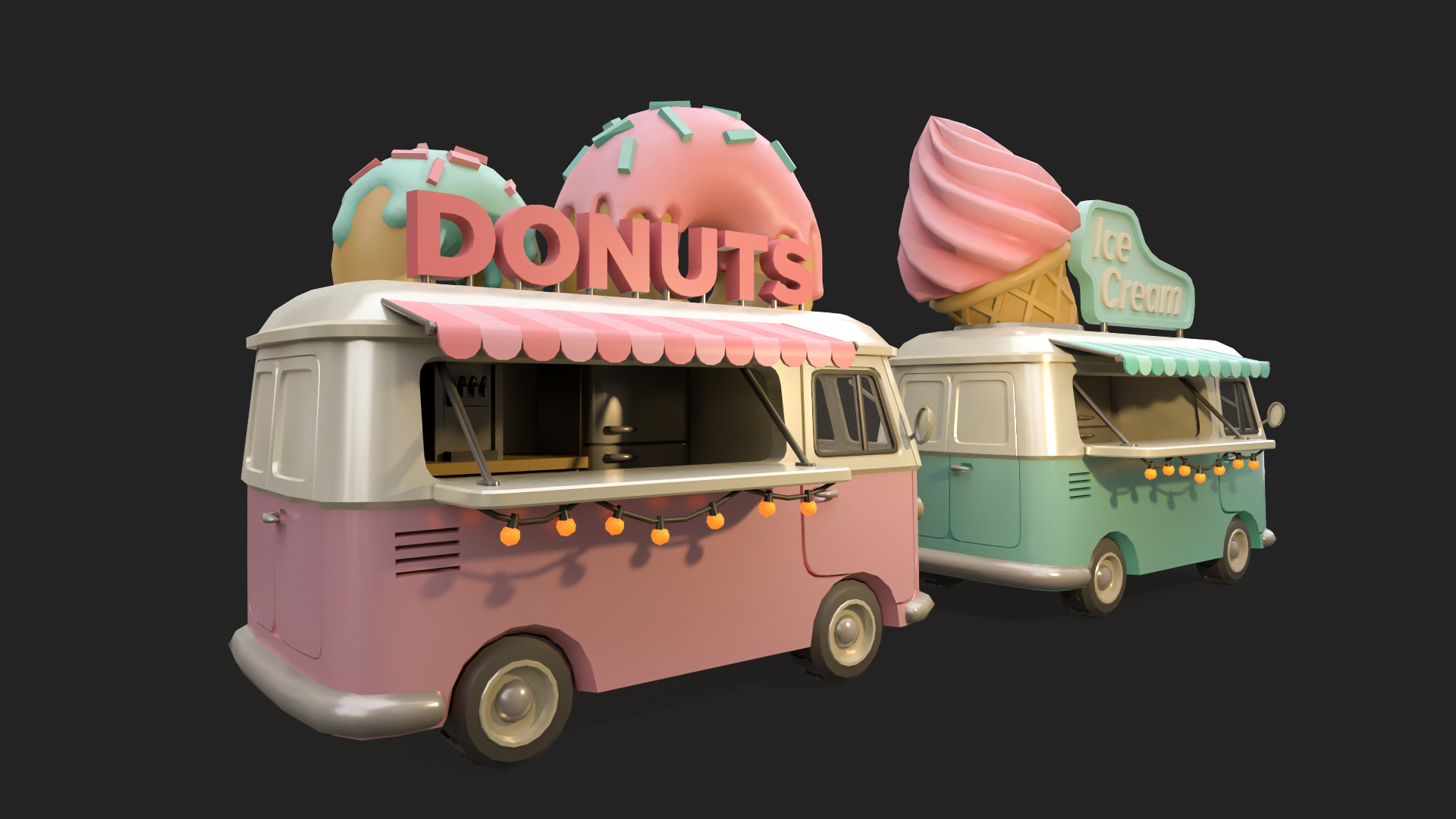 Stylized Food Truck Low-poly 3D model_10