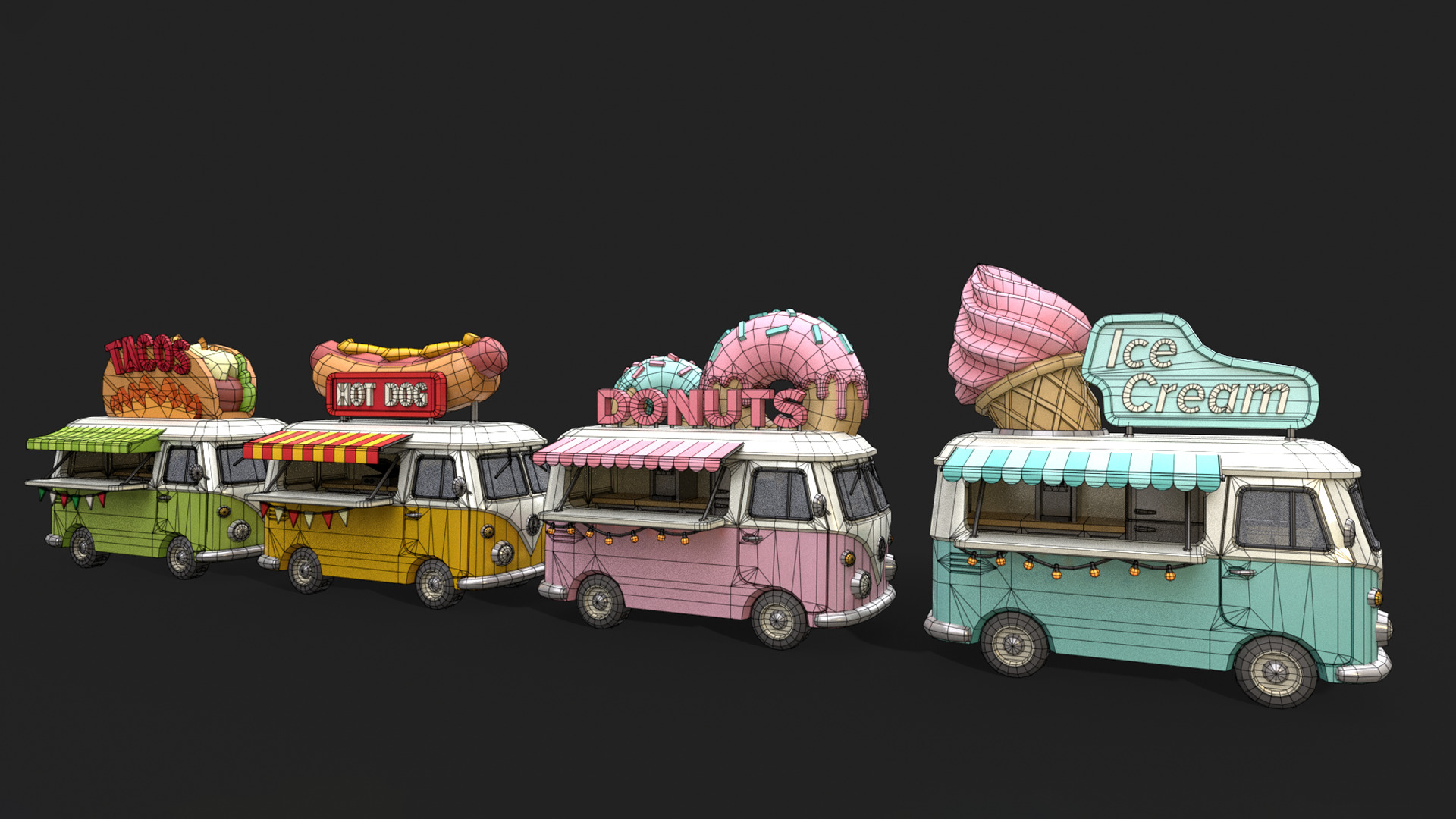 Stylized Food Truck Low-poly 3D model_16
