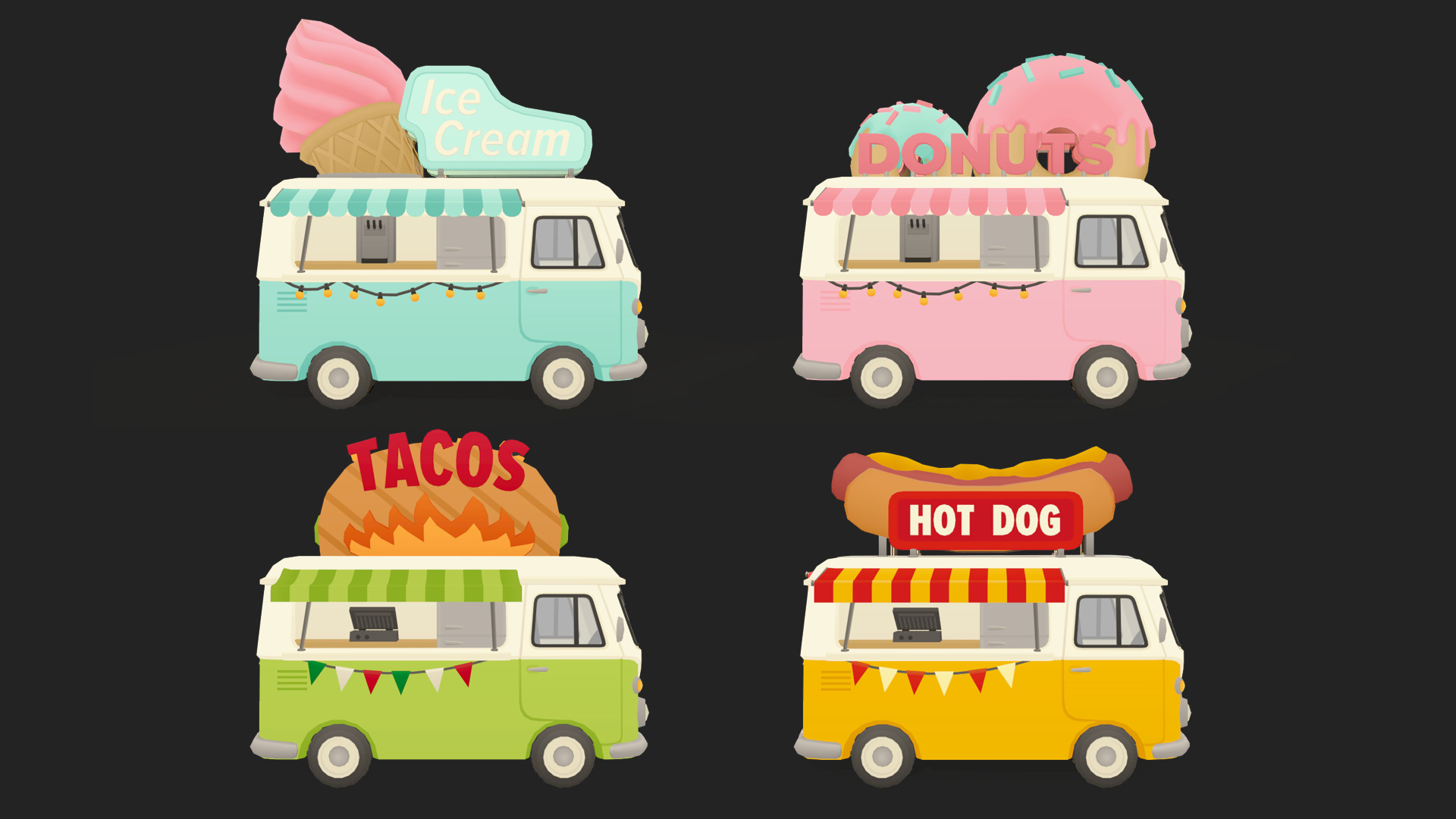 Stylized Food Truck Low-poly 3D model_1