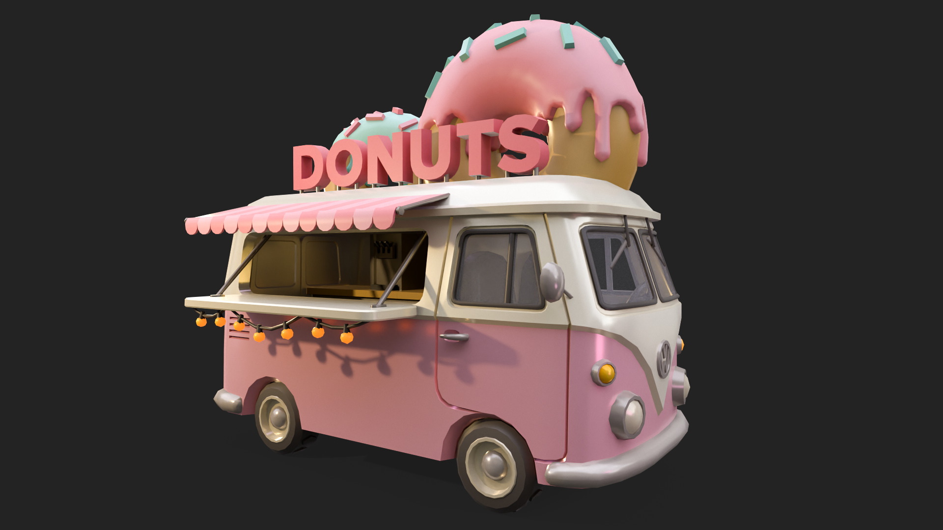 Stylized Food Truck Low-poly 3D model_4