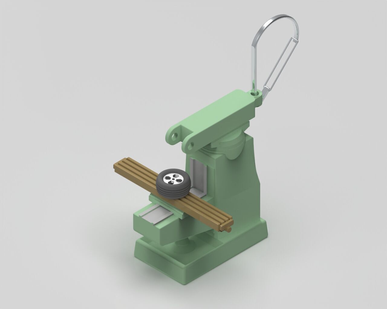 milling machine keychain and wheels 3D print model_1