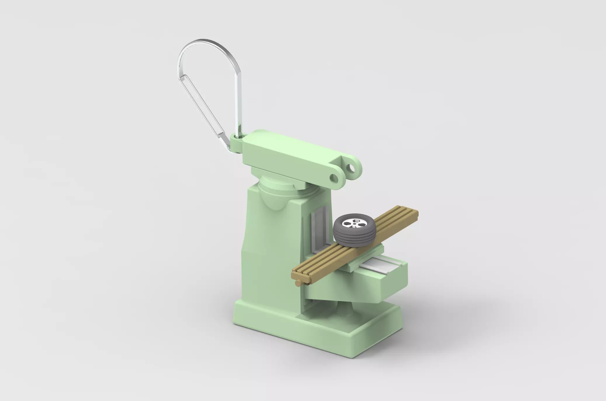 milling machine keychain and wheels 3D print model_0
