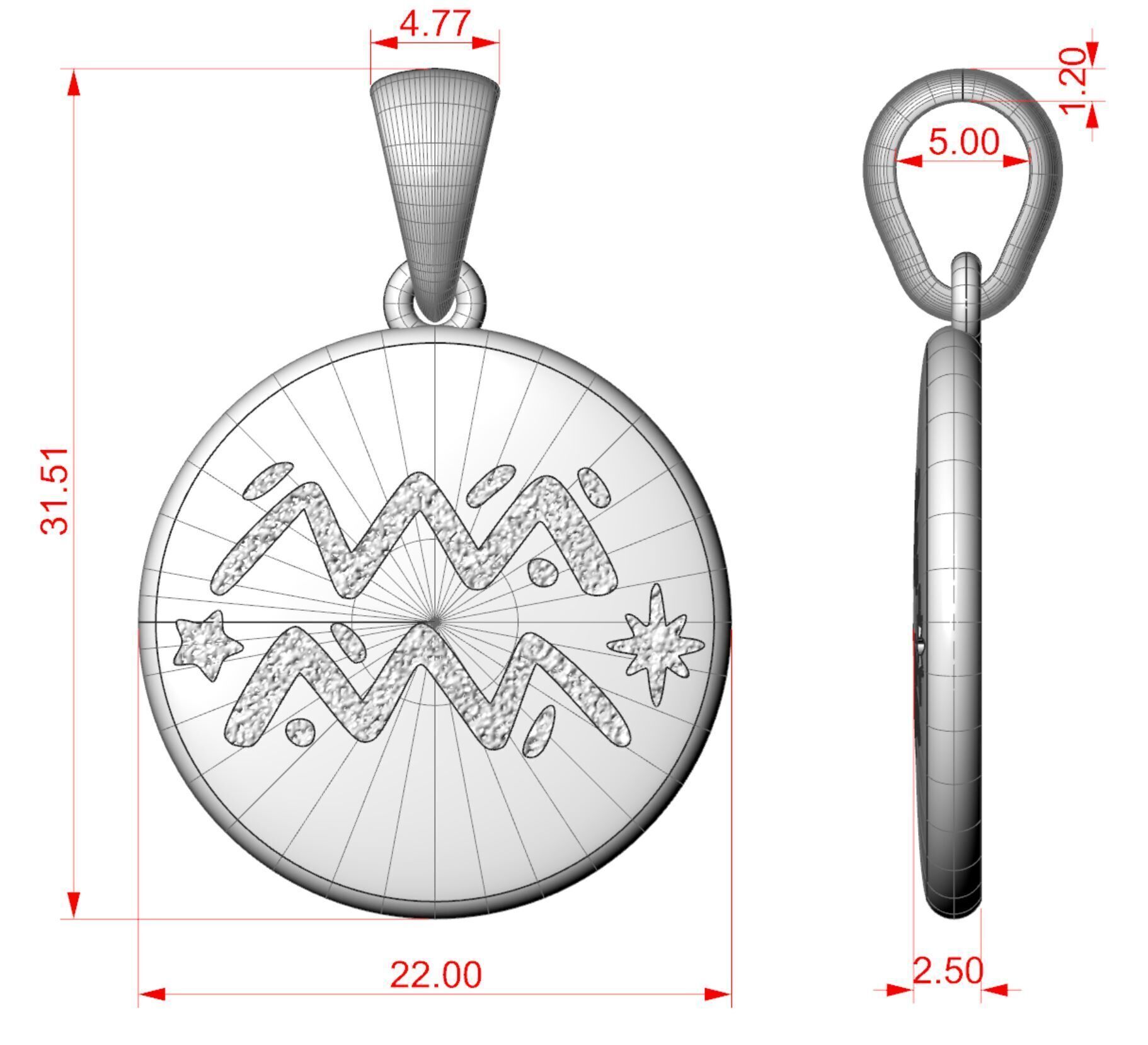 Complete Zodiac Sign Pendant Set 3D print model_4