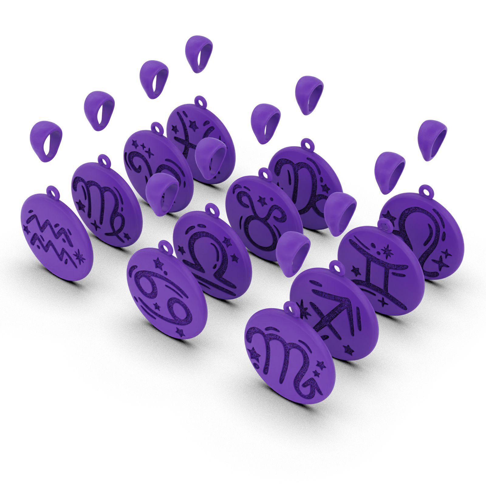 Complete Zodiac Sign Pendant Set 3D print model_2