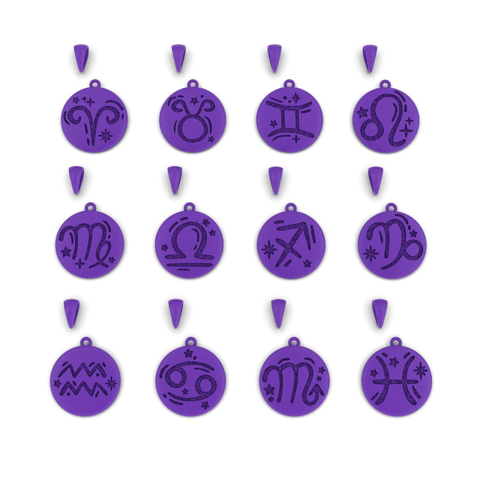 Complete Zodiac Sign Pendant Set 3D print model_7