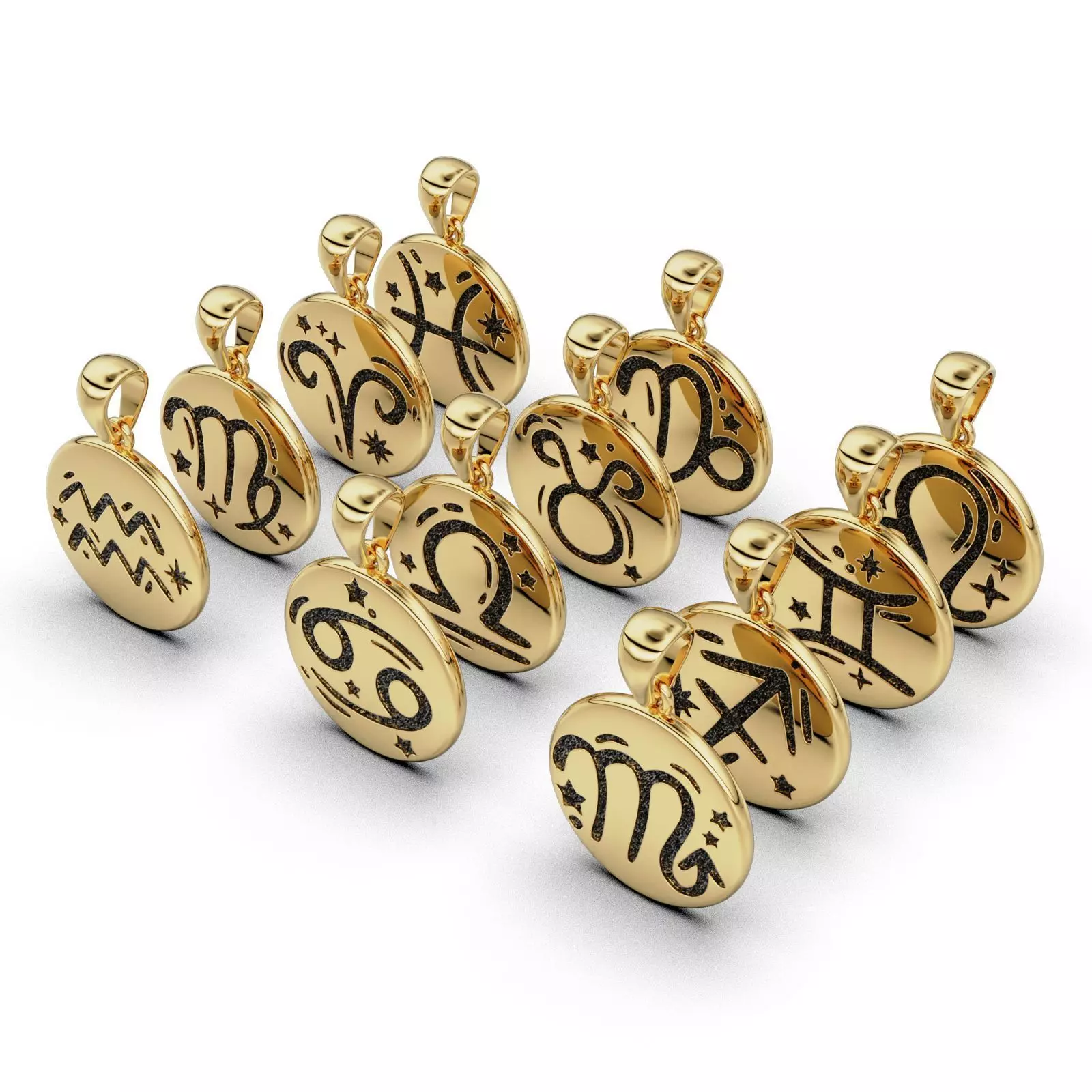 Complete Zodiac Sign Pendant Set 3D print model_0