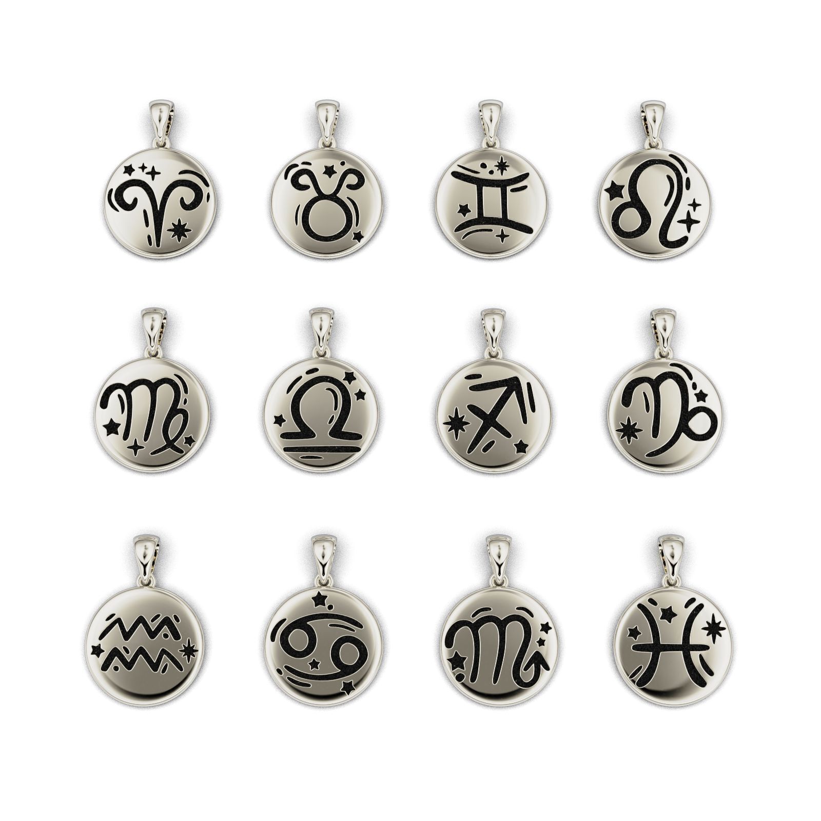 Complete Zodiac Sign Pendant Set 3D print model_6