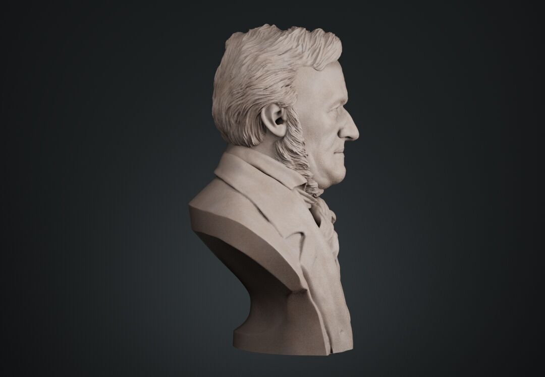 Richard Wagner Bust sculpture 3D print model_4