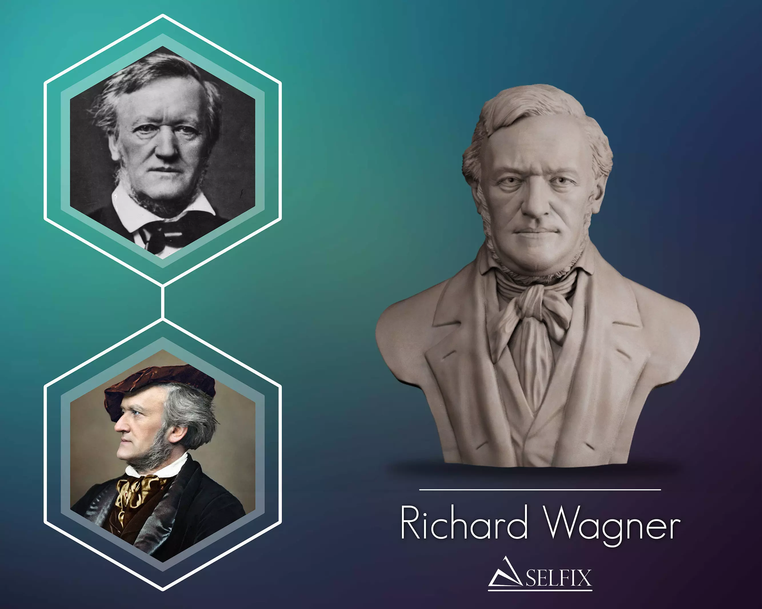 Richard Wagner Bust sculpture 3D print model_0