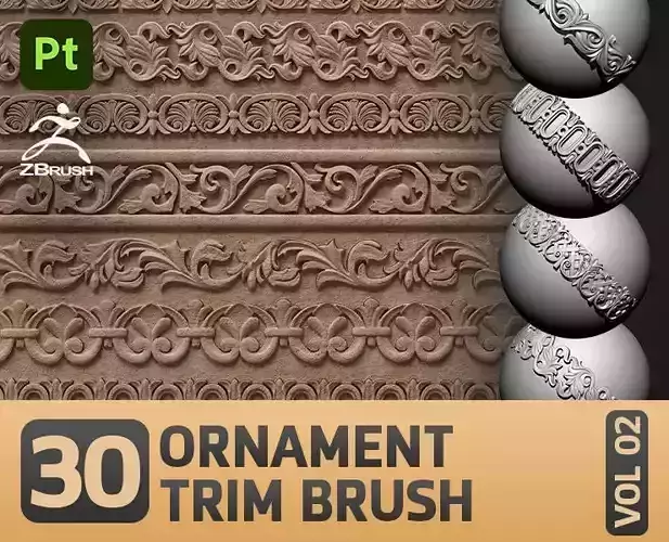 30 Ornament Trim Brush Ornament Library VOL 02