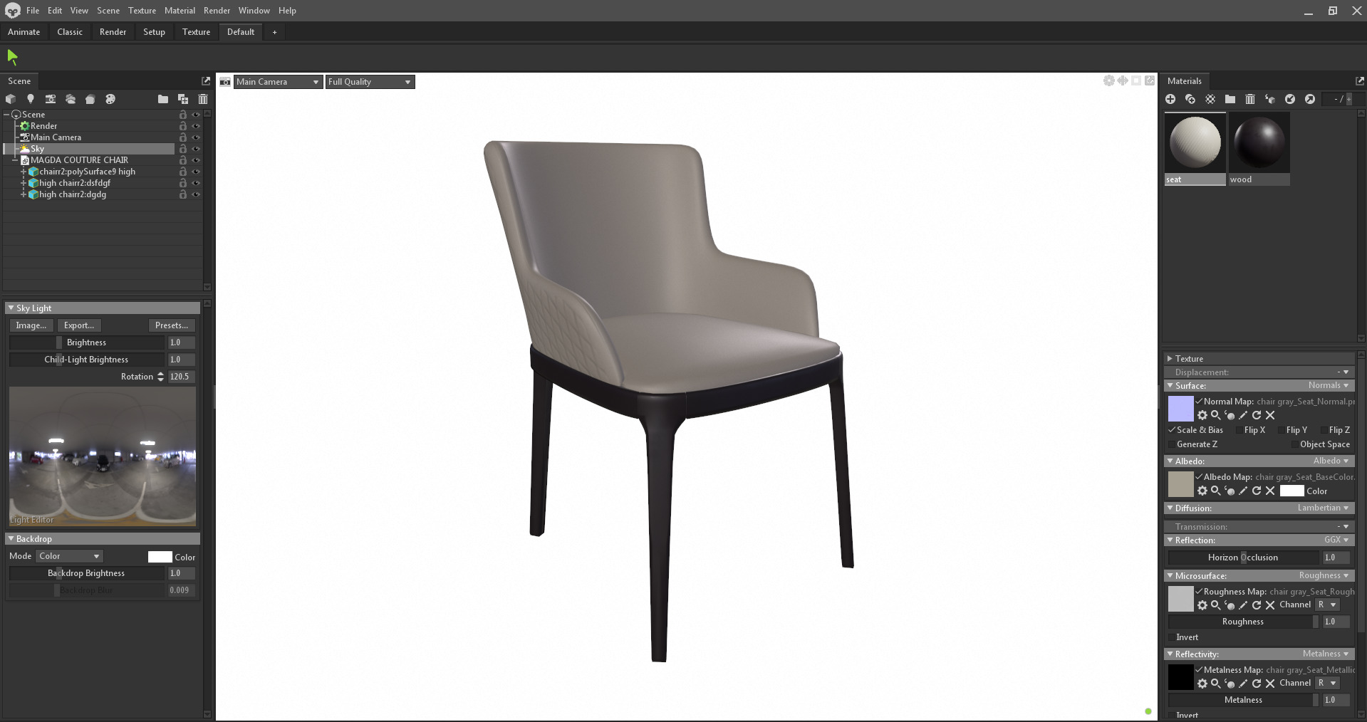 Modern Upholstered Dining Chair 3D Model Low-poly 3D model_30