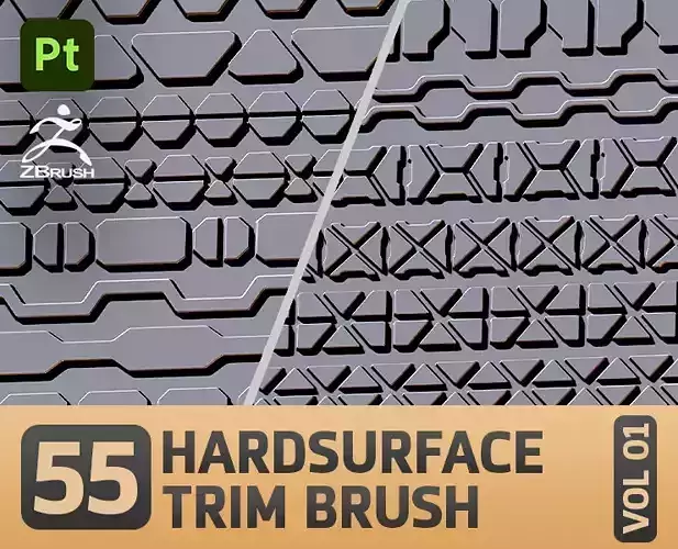 55 Hard Surface Trim Brush ZBrush and Substance Painter
