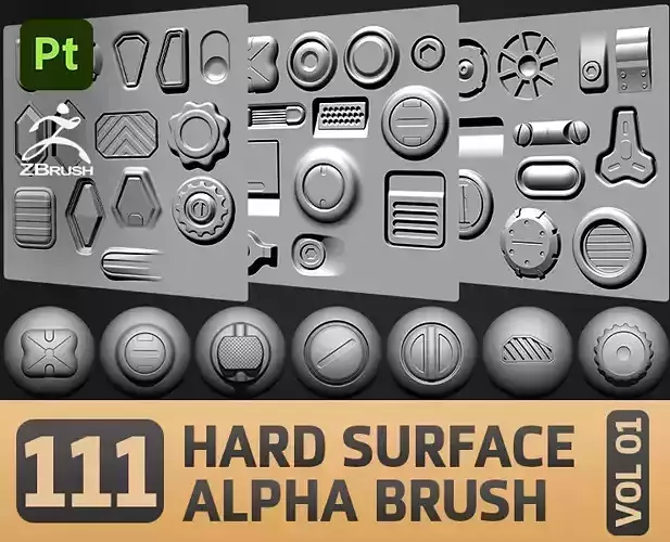 111 Hard Surface Alpha Brush Hard Surface Library VOL 02