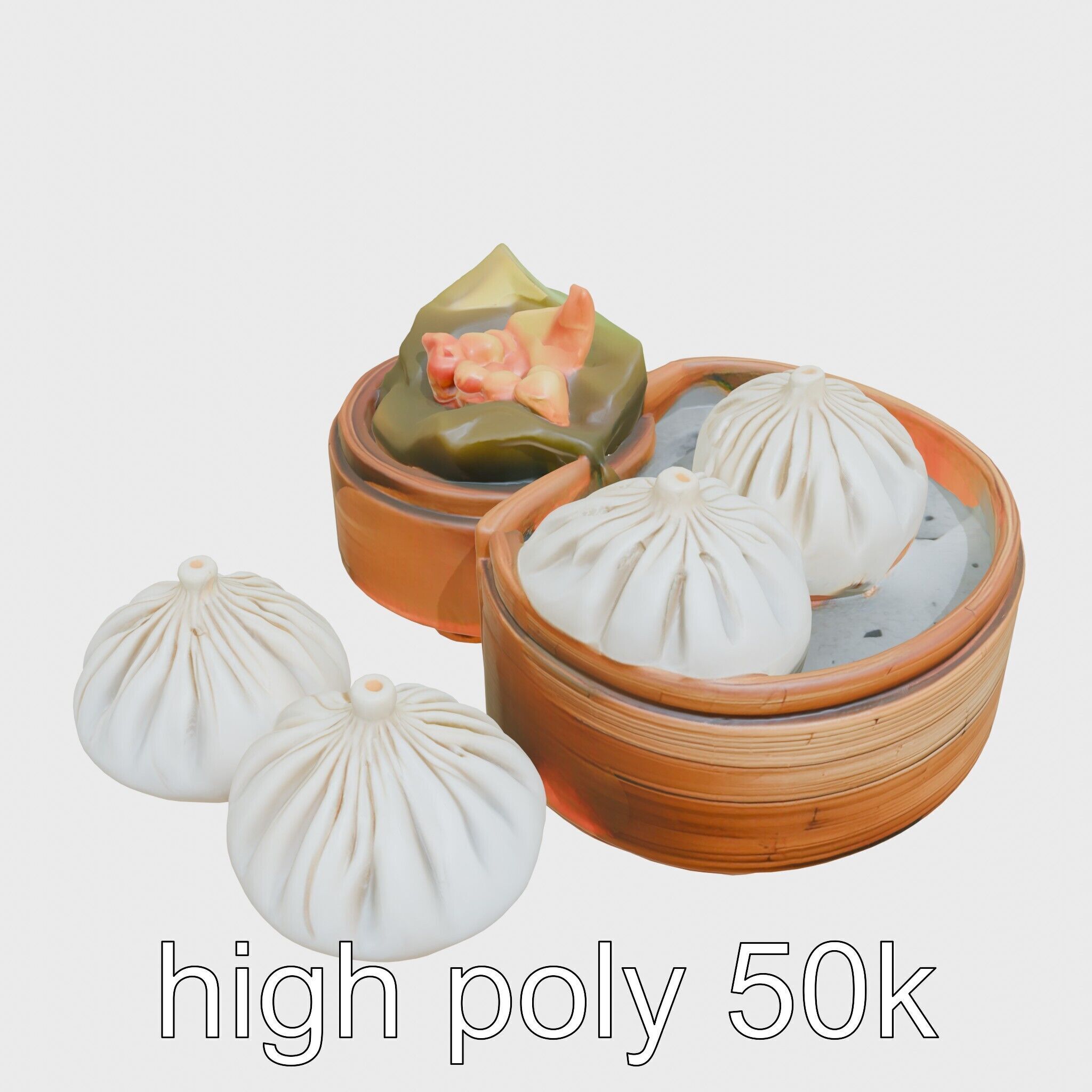Dim Sum Feast Steamer model pack Low-poly 3D model_11