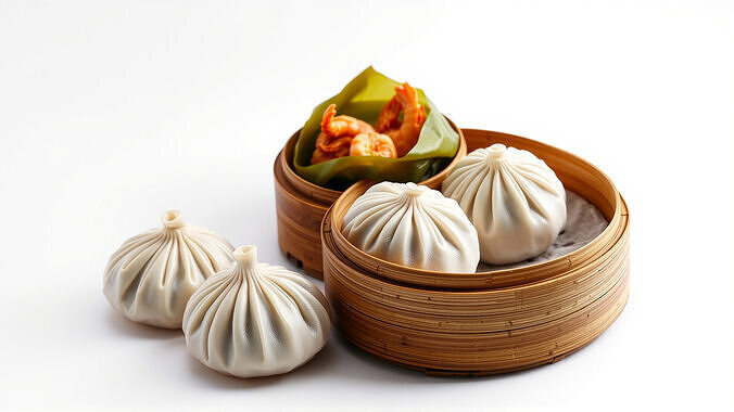 Dim Sum Feast Steamer model pack Low-poly 3D model 4
