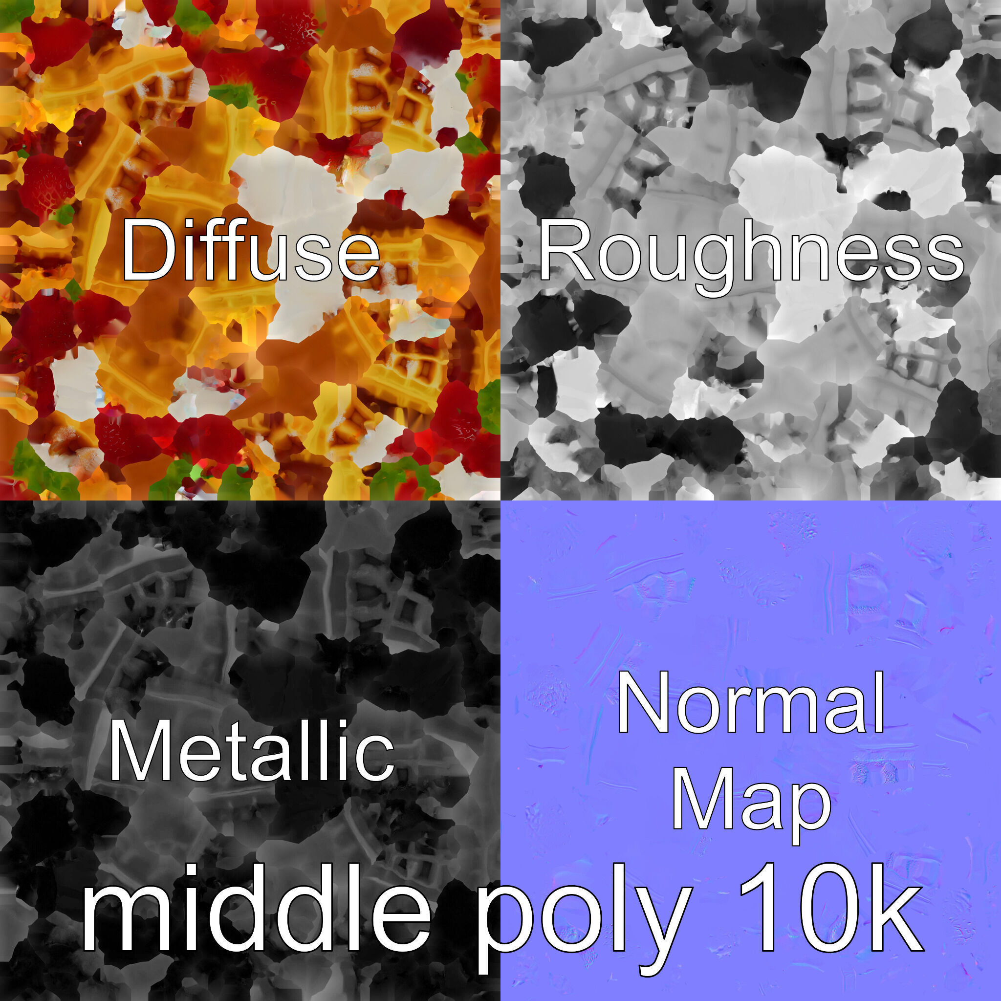 Belgian Waffles with Strawberries Model Pack Low-poly 3D model_33