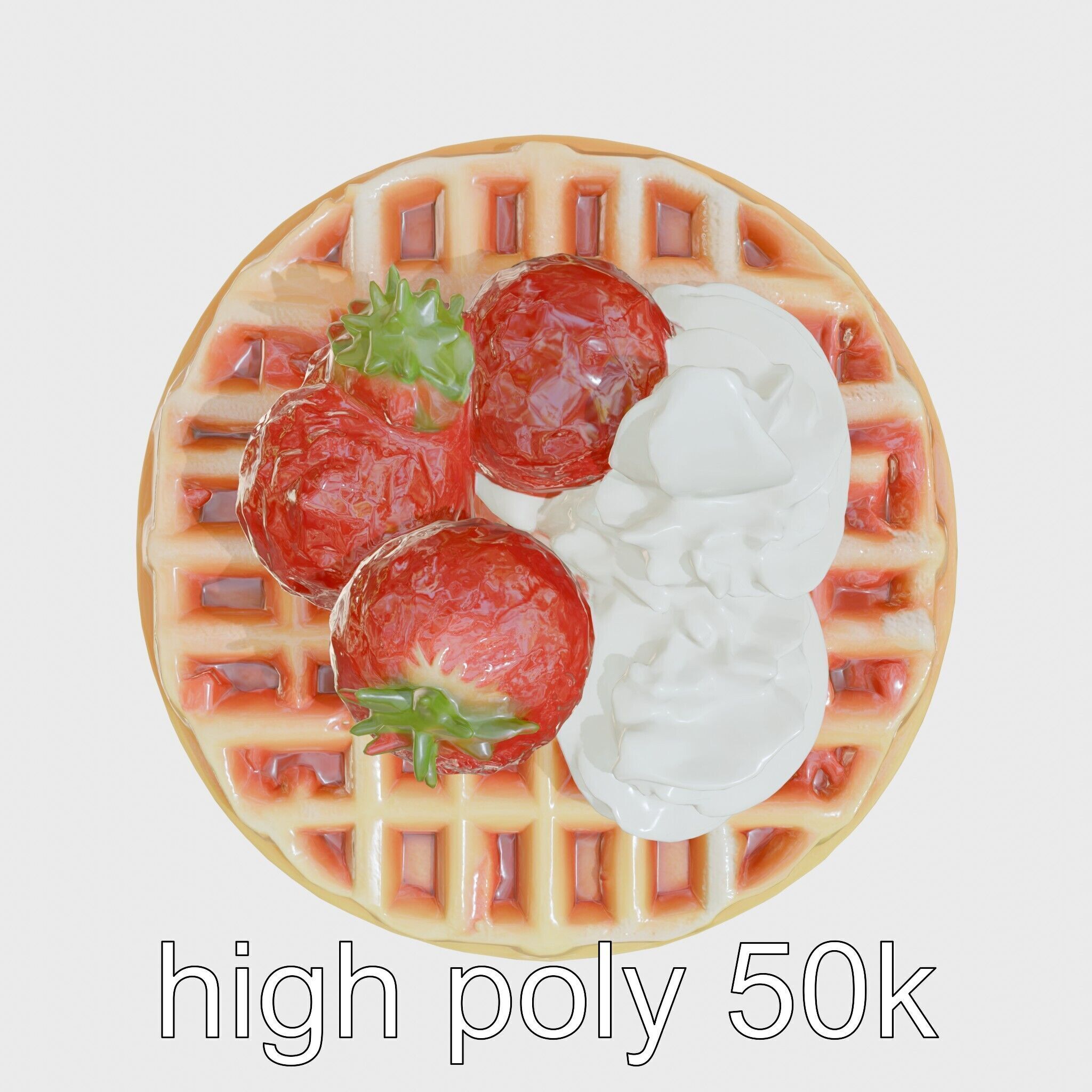 Belgian Waffles with Strawberries Model Pack Low-poly 3D model_28