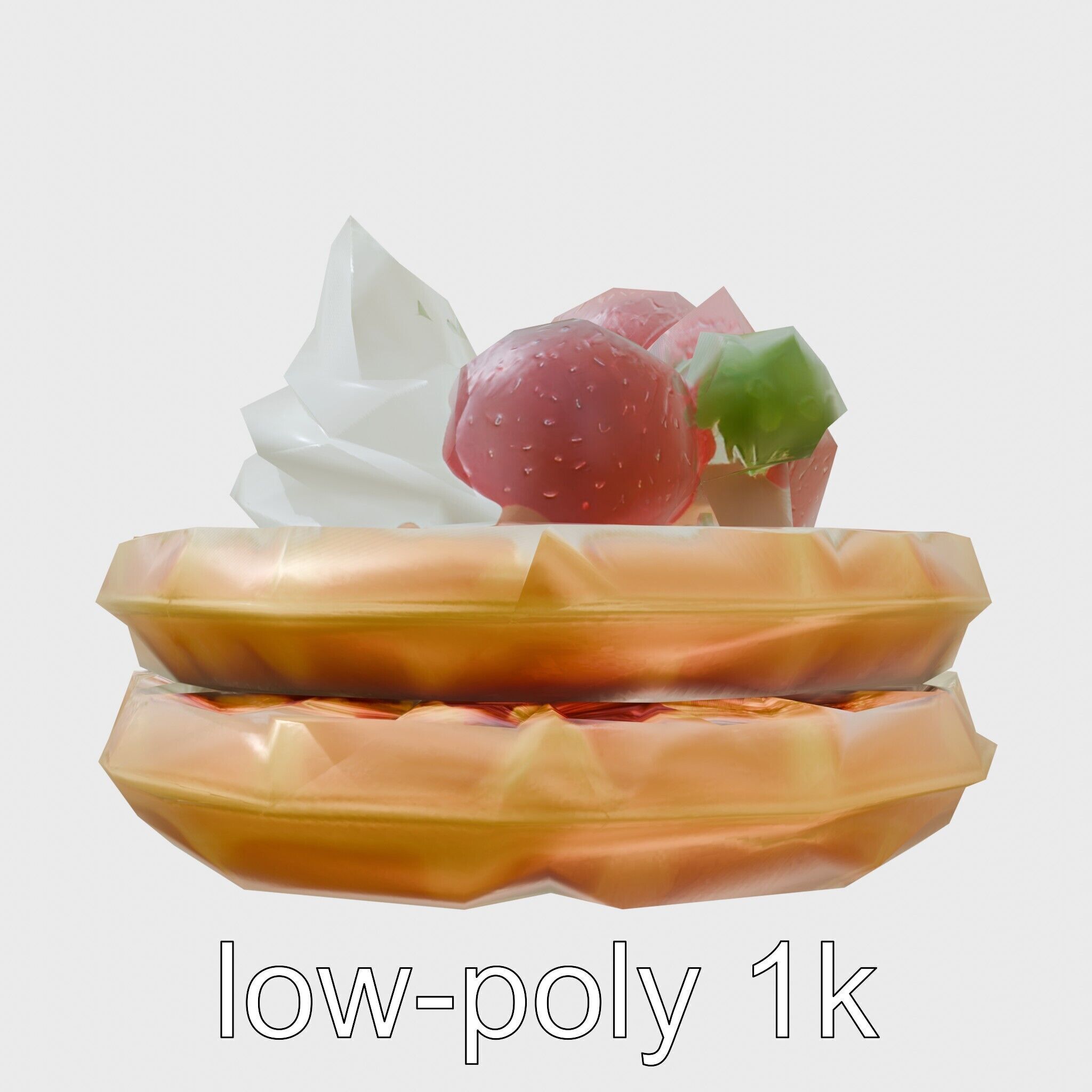Belgian Waffles with Strawberries Model Pack Low-poly 3D model_7