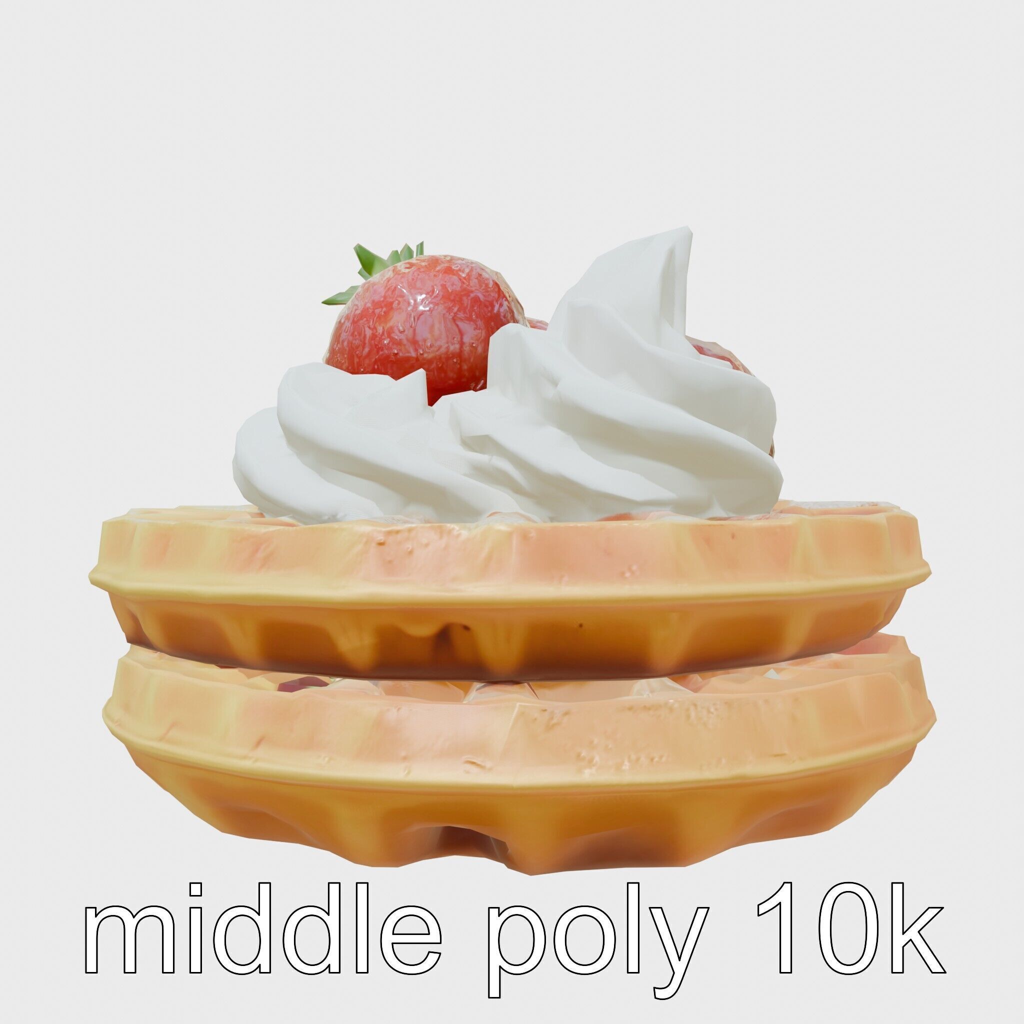 Belgian Waffles with Strawberries Model Pack Low-poly 3D model_27