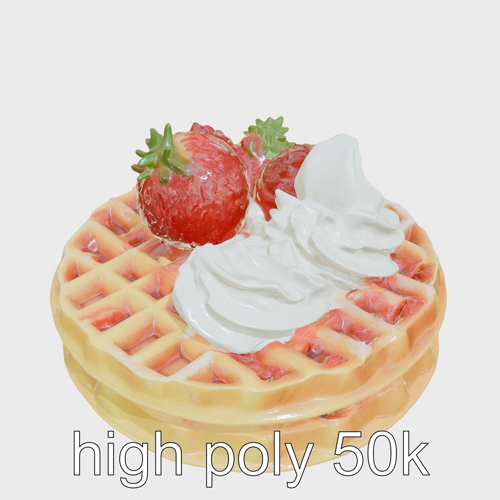 Belgian Waffles with Strawberries Model Pack Low-poly 3D model_11