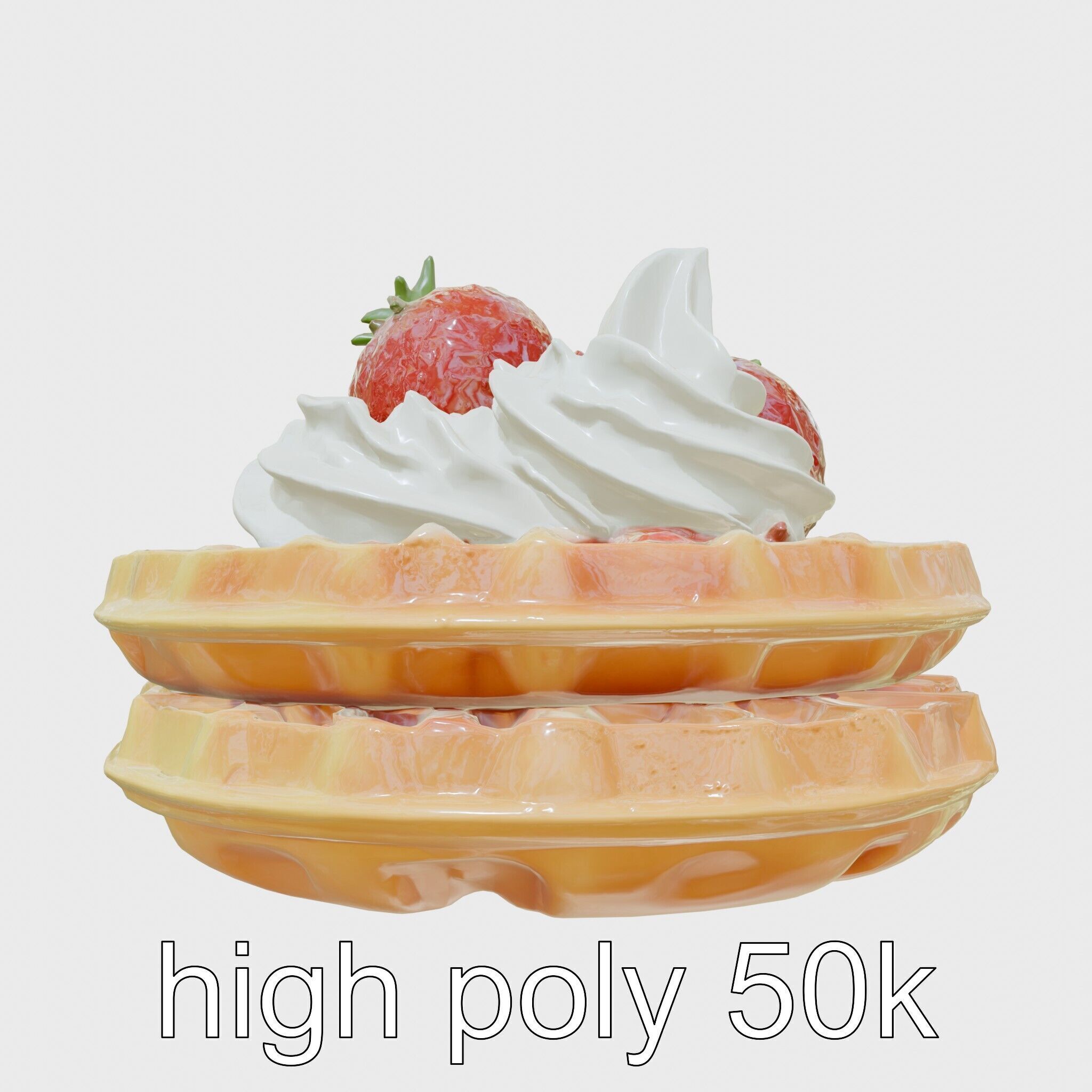 Belgian Waffles with Strawberries Model Pack Low-poly 3D model_23