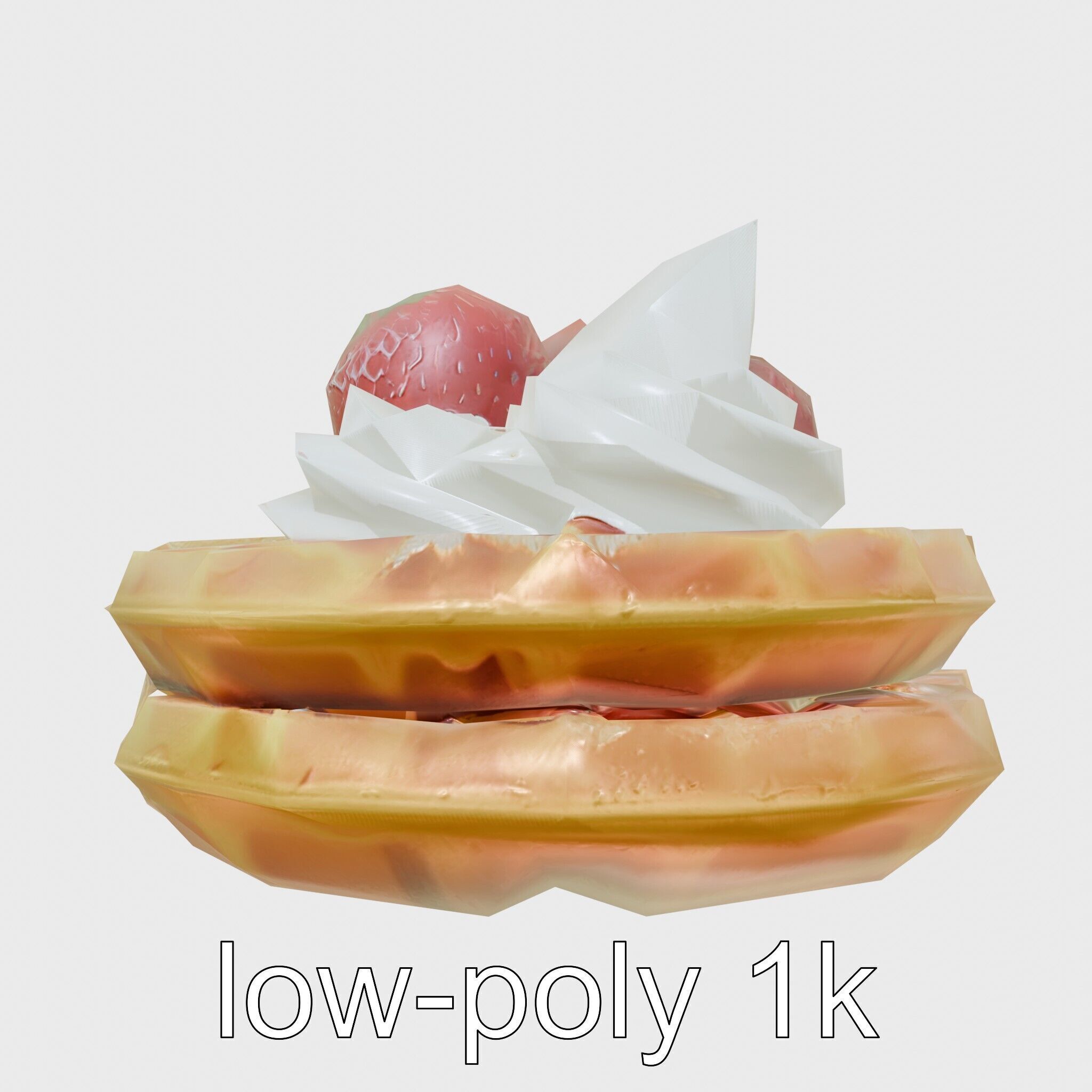 Belgian Waffles with Strawberries Model Pack Low-poly 3D model_19