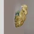 chicken head wall mount planter pot succulent flower vase STL 3D print model_2