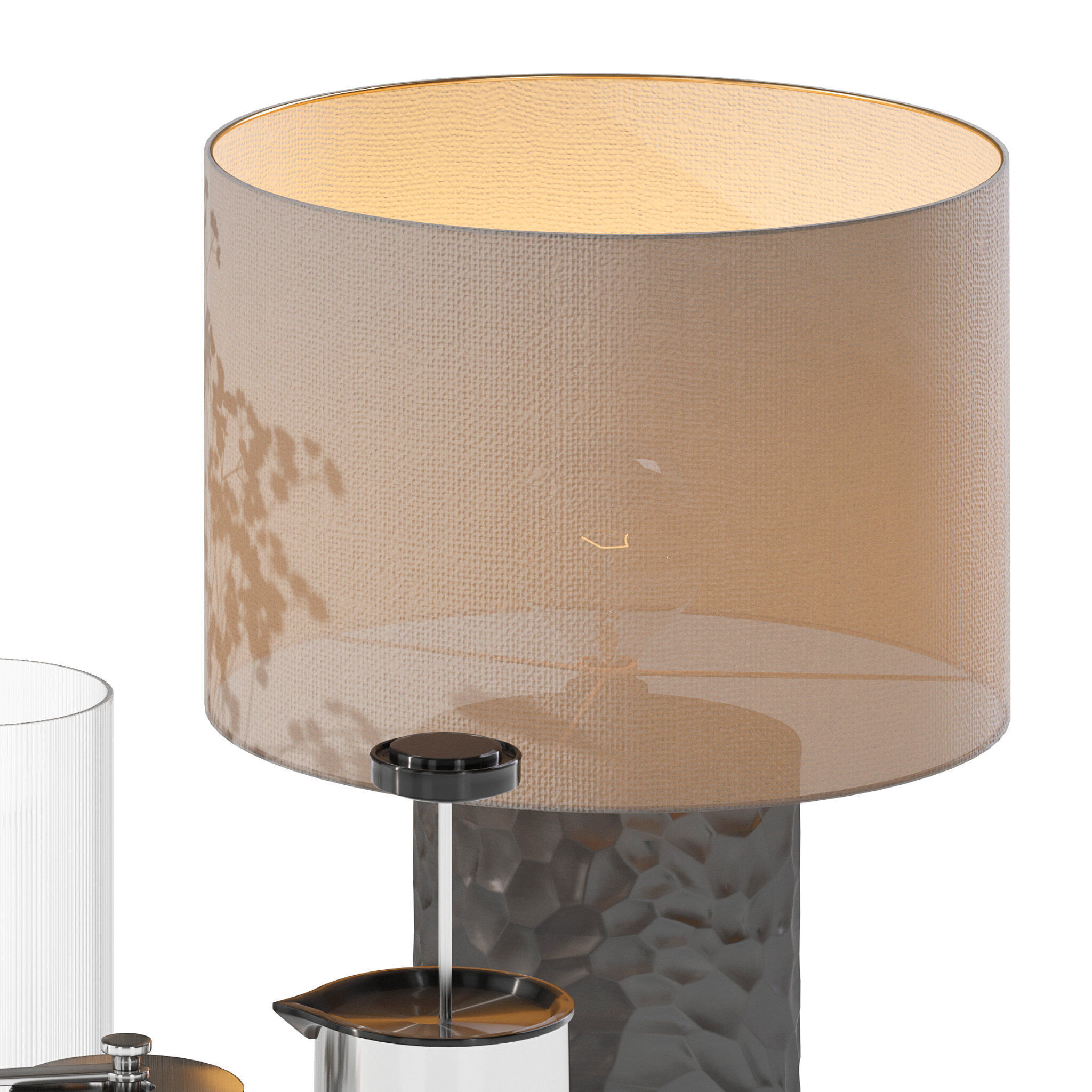 Coffee set 15 - tray pot cup books bouquet pot lamp 3D model_7