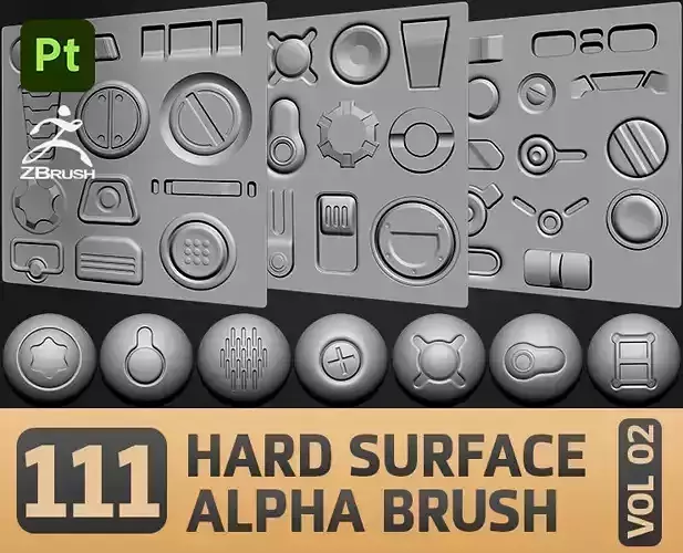 111 Hard Surface Alpha Brush Hard Surface Library VOL 02