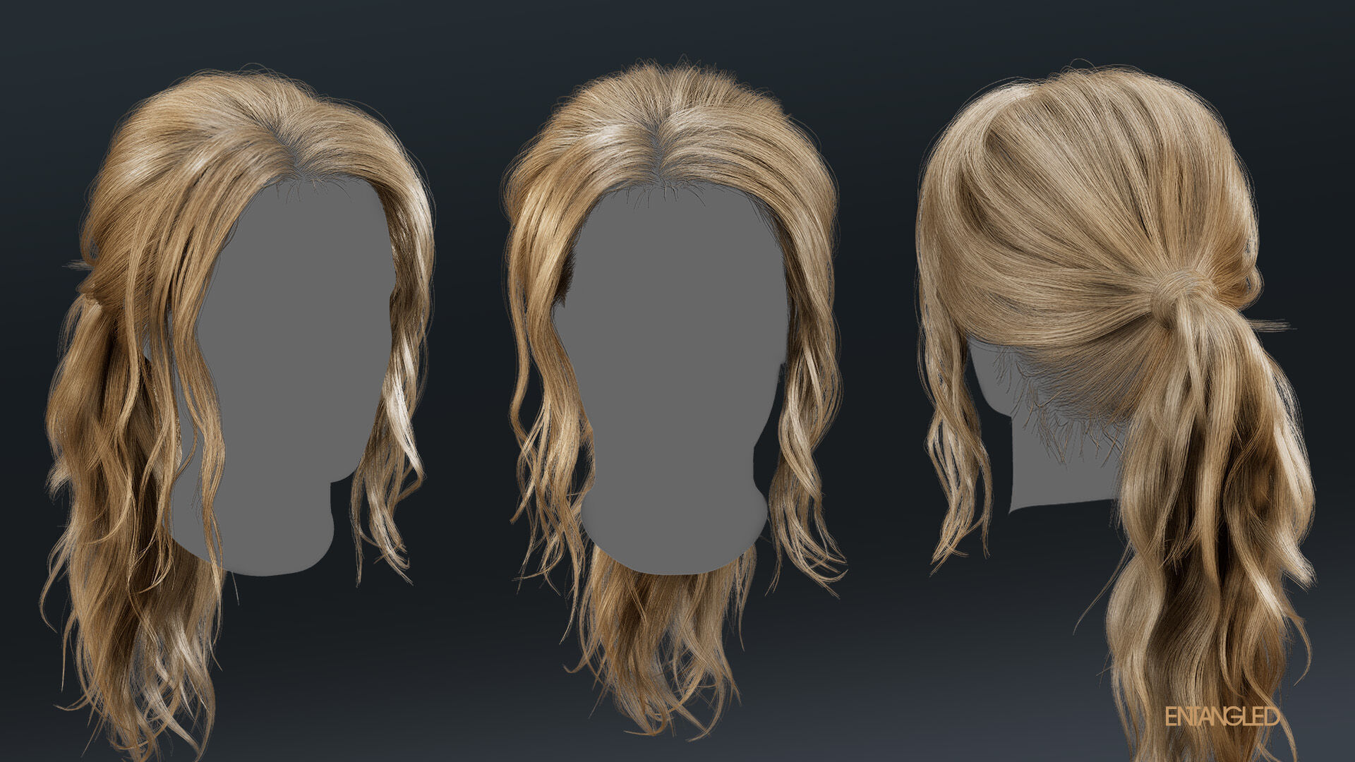 Hairstyle Pack - 11 game-ready male and female hairstyles  Low-poly 3D model_2