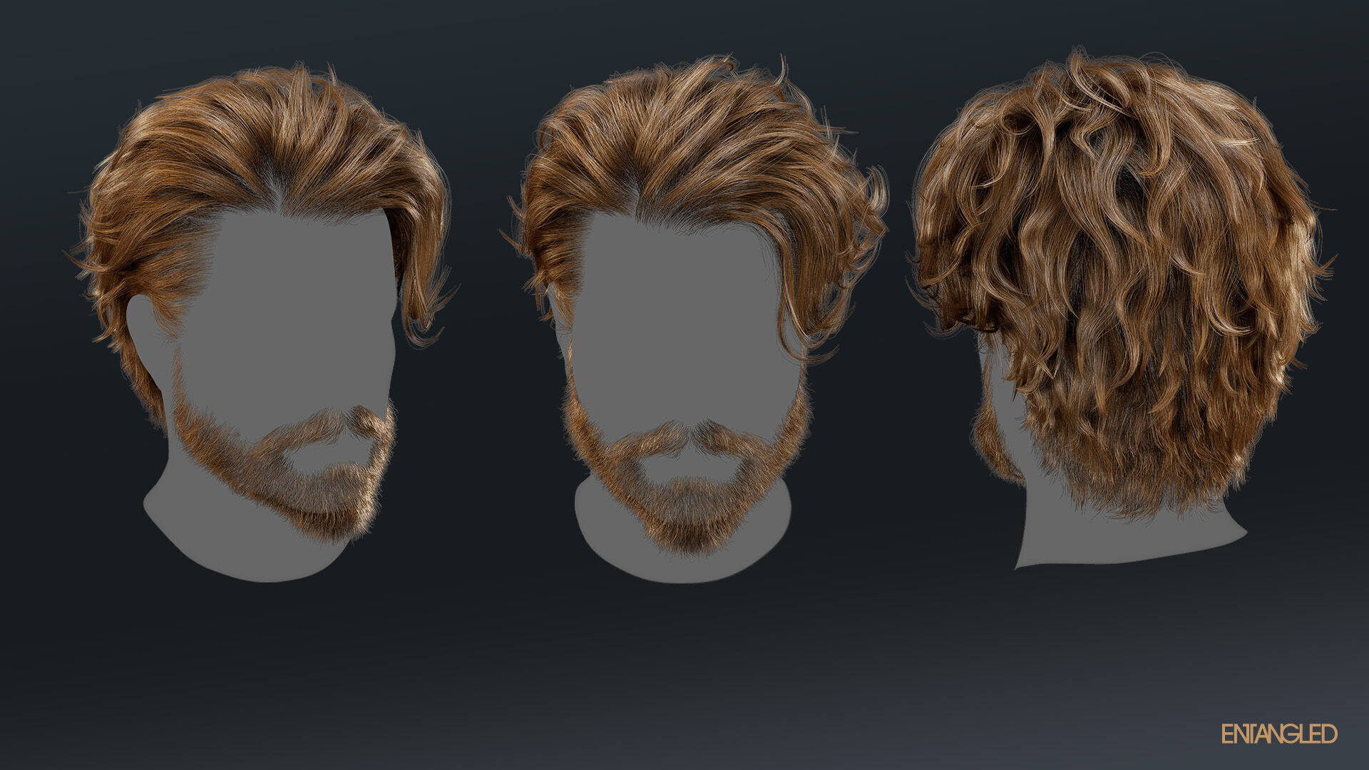 Hairstyle Pack - 11 game-ready male and female hairstyles  Low-poly 3D model_1